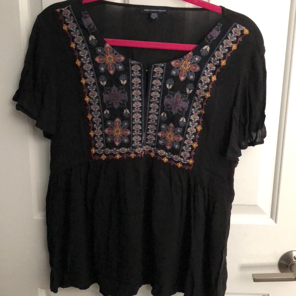 American Eagle embroidered baby doll top